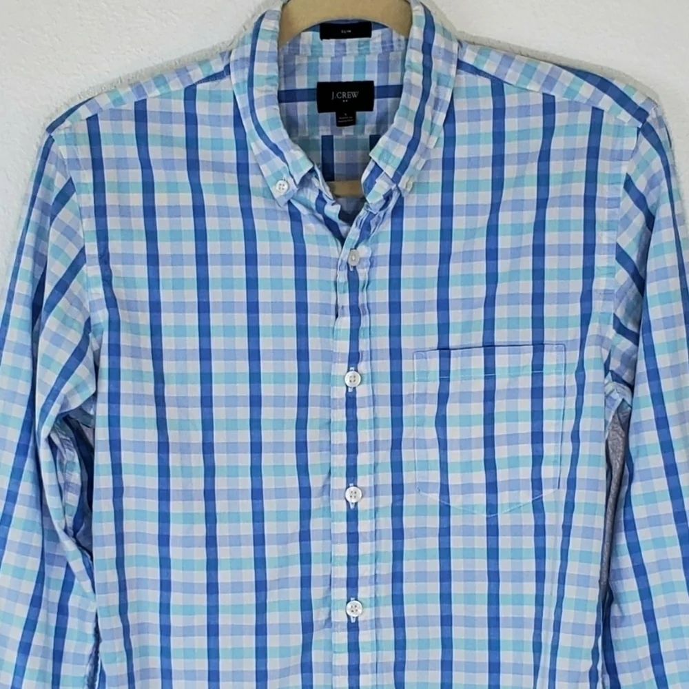 J. CREW SLIM FIT Blue & White Long-Sleeve Shirt, S